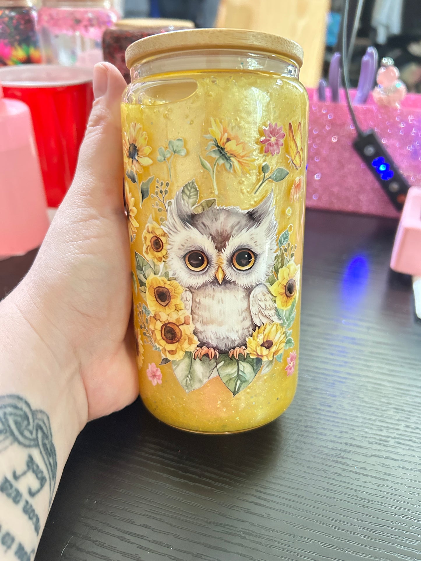 16oz Snow globe cup (glass)