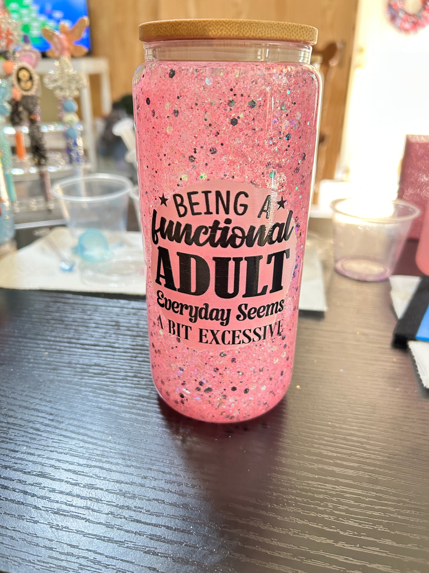 16oz Snow globe cup (glass)