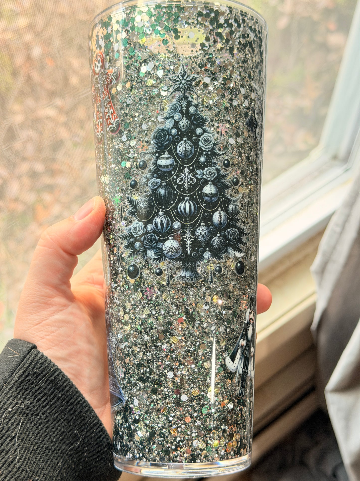 24oz emo christmas snowglobe cup