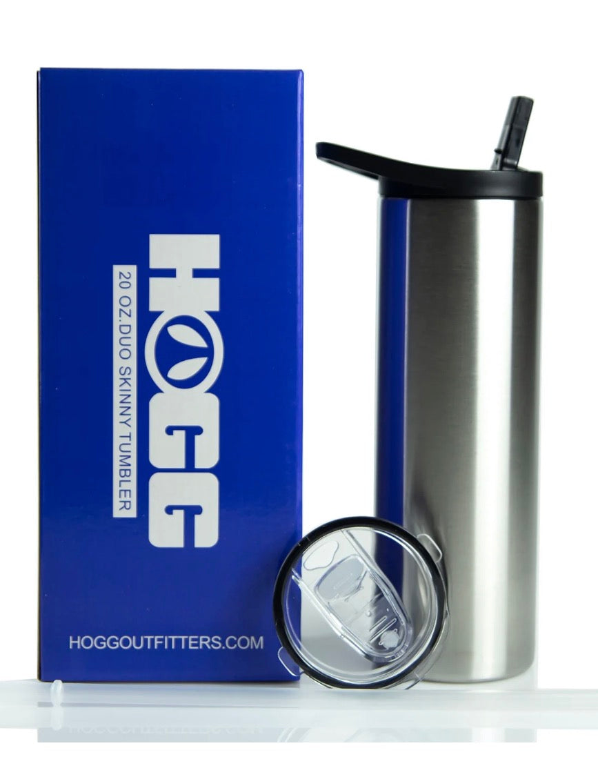 20oz skinny tumbler (comes with 2 different lids)