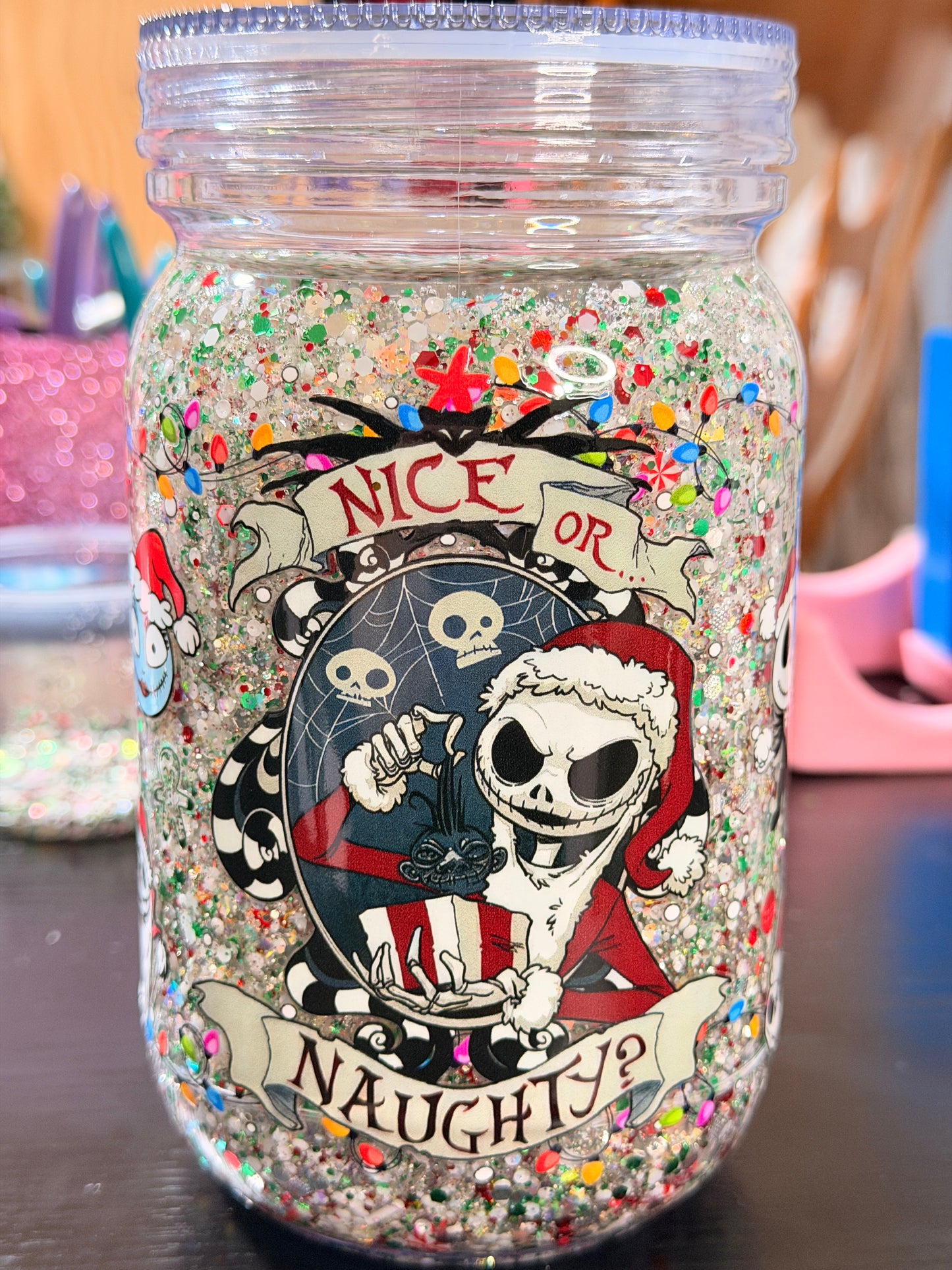 20 oz mason jar nightmare before Christmas